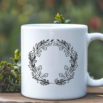 Vector illustration of a decorative wreath with flowers and foliage elements.