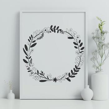 A vector floral wreath design suitable for commercial or personal projects.