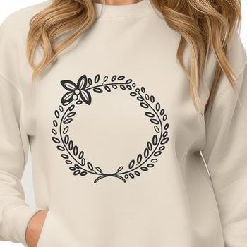 A floral wreath designed in vector art for use as a template in graphic design software.