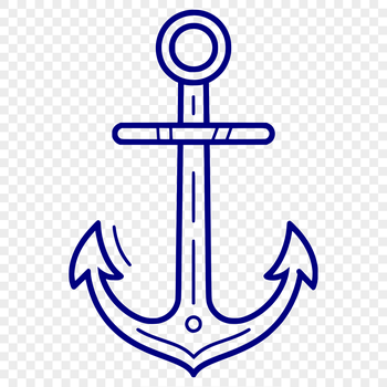 A simple line drawing of a nautical anchor, suitable for vector design.