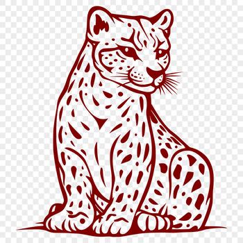 A sitting ocelot depicted in a detailed vector design.
