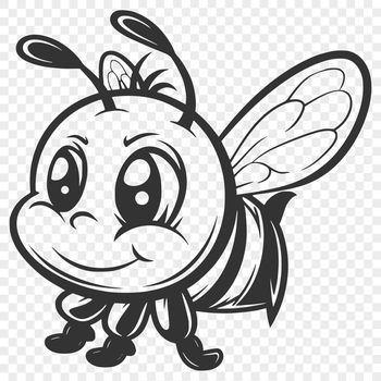 A detailed illustration of a bee in mid-flight, showing its full body and features.