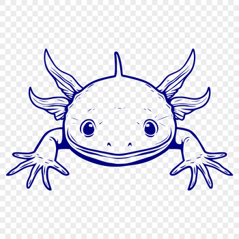 Illustrated axolotl animal head with detailed design.
