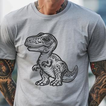 A prehistoric dinosaur, specifically a baby Tyrannosaurus Rex, depicted in a detailed vector illustration.