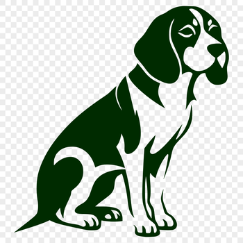 A full-body illustration of a beagle sitting in a natural pose.