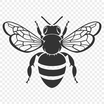 A detailed illustration of a bee in full body view, suitable for gardening projects and designs.