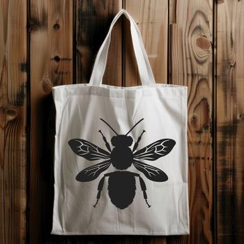 An illustration of a bee from head to wings, suitable for gardening projects or vector design.