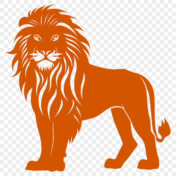 A large, standing lion with a shaggy mane and a powerful build.