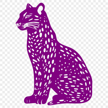 A medium-sized big cat with a wild appearance, sitting on its haunches.