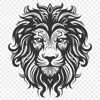 A regal lion's head with ornate details, suitable for vector designs.