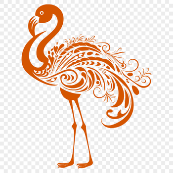 A single flamingo bird standing in a straight posture, with its legs and body fully visible.