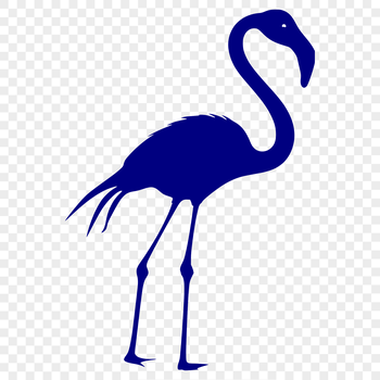 A colorful illustration of a flamingo standing on one leg, with a vibrant plumage.