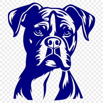 A vector graphic representation of a Boxer animal breed's facial features.