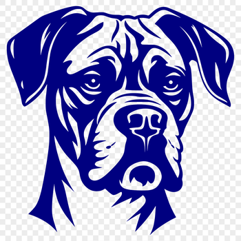 A detailed vector illustration of a Boxer dog's head with facial features.