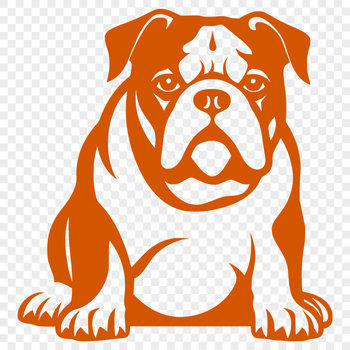 A full-body illustration of a sitting bulldog, suitable for vector design and clip art.