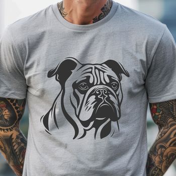 An SVG depiction of a lovable bulldog's facial features, ideal for crafting and art projects.