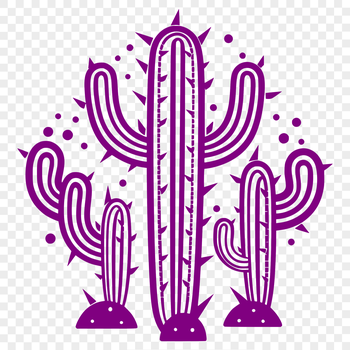 A vector graphic representation of a prickly cactus in isolation.