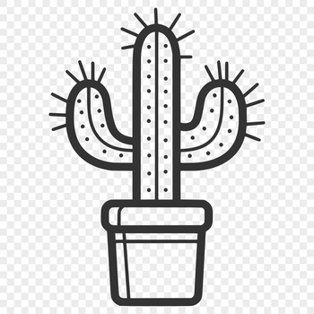 Simple line drawing illustration of a cactus plant, suitable for graphic design and crafting projects.