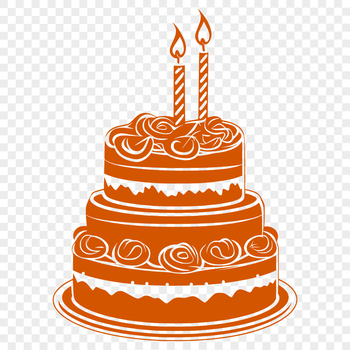 A colorful illustration of a birthday cake with candles, suitable for vector design and cutting machine use.
