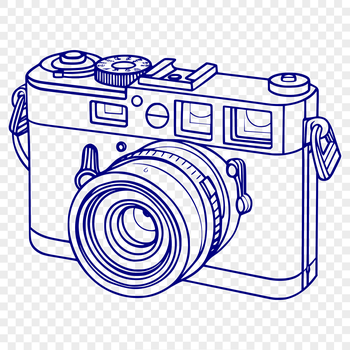 Illustrated camera icon for photography enthusiasts and designers, available in vector format for easy editing.