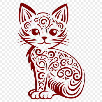 A full-body illustration of a cute kitten sitting on its haunches, created in vector art format.