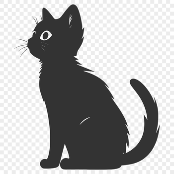 A cute cartoon cat sitting on its haunches, shown as a vector design.