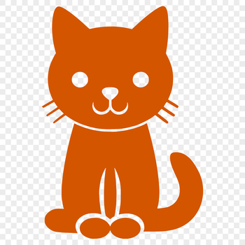 A small kitten sitting on the floor with its front paws tucked under its body, depicted as vector art.