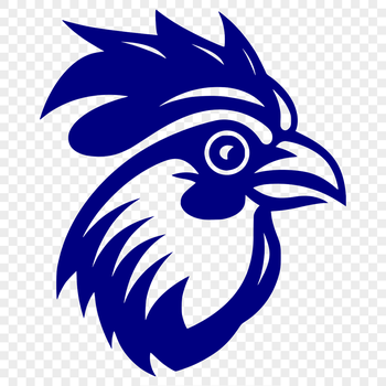 A close-up illustration of a chicken's head, suitable for farm-themed projects.