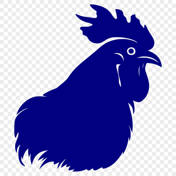 A simple illustration of a farm animal's head, specifically a chicken, in vector format.