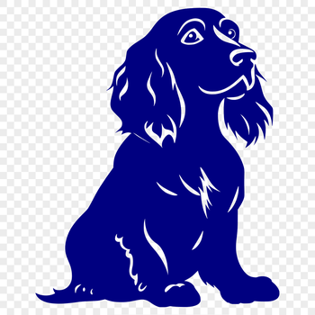 An illustration of a Cocker Spaniel in full body pose, sitting on its haunches.