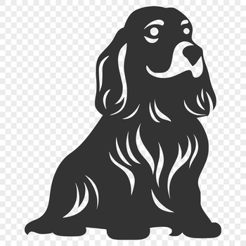 A sitting Cocker Spaniel in full body view, illustrated as vector art.