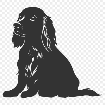 A detailed illustration of a sitting Cocker Spaniel dog with full body features.