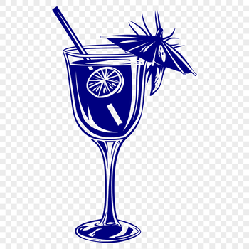 Cocktail served in a glass, vector illustration for design projects.