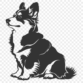 A full body illustration of a sitting Corgi breed dog.