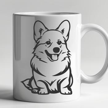 A full-body illustration of a corgi sitting on its hind legs, created as a vector graphic.
