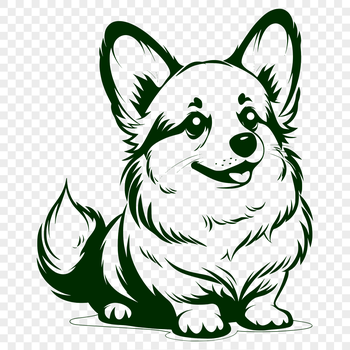 A full-body illustration of a sitting corgi breed dog.