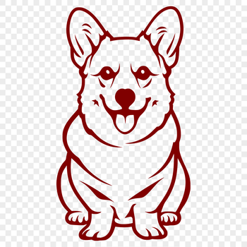 A full-body illustration of a Corgi sitting on the floor.