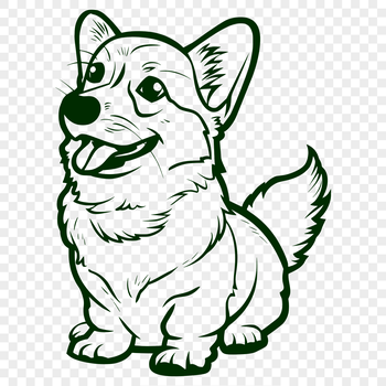 An SVG vector graphic depicting a dog from the corgi breed in a seated position.