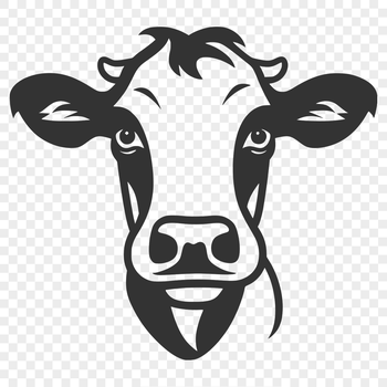 A high-quality illustration of a cow's head from the side view, suitable for vector graphics.