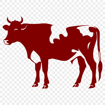A full-body illustration of a cow, suitable for use in farm-themed designs.