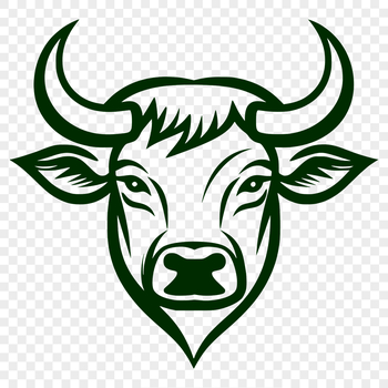 A detailed illustration of a cow's head with realistic features.