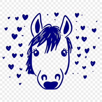 A horse illustration created as an SVG vector graphic with love hearts.