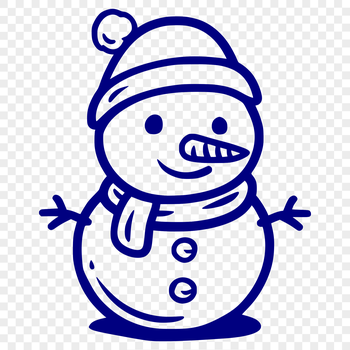 A simple vector illustration of a snowman in winter attire.