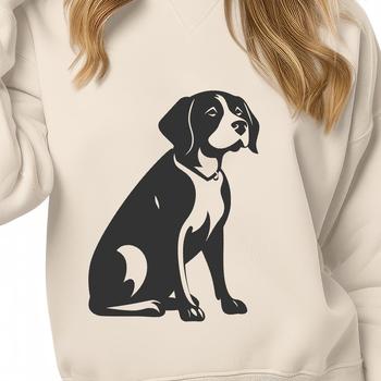 A detailed illustration of a sitting Beagle dog from full body.