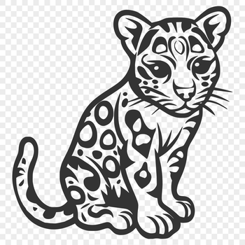 A sitting ocelot animal with fur texture in vector design format.