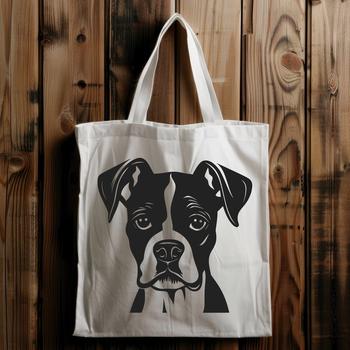 A detailed vector illustration of a Boxer dog's head, suitable for various design applications.