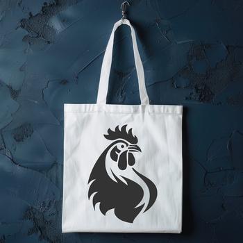 A simple illustration of a chicken in various poses on a farm.