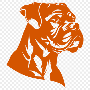 A digital illustration of a Boxer dog breed with its head held high.