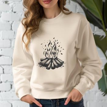 A campfire illustration with flames, perfect for outdoor-themed designs in vector format.