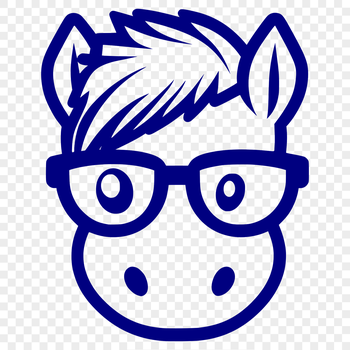 An SVG illustration of a horse wearing glasses in vector format.